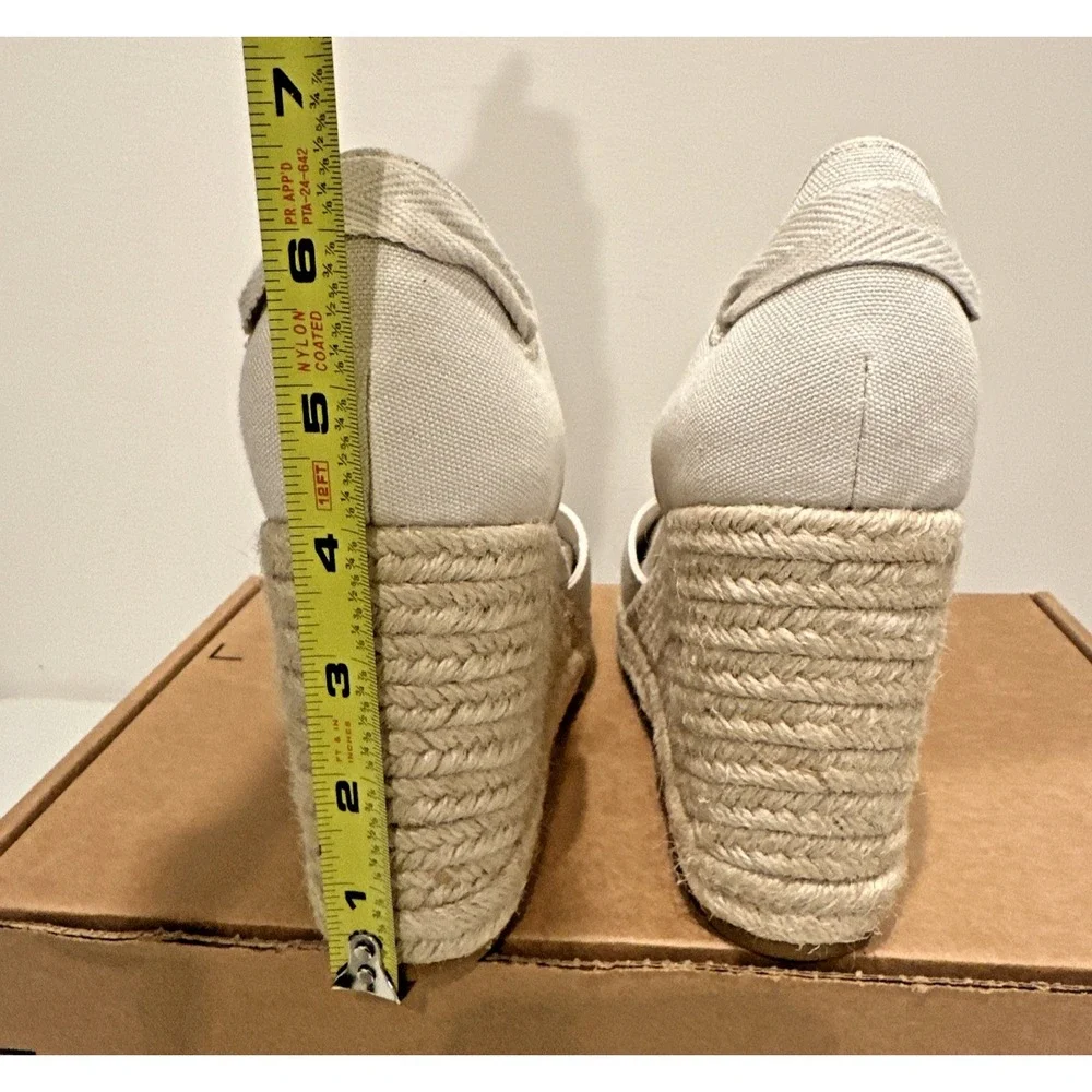 Reformation Size 10M Camille Lace Up Ankle Tie Wedge Heel Espadrille Linen Jute